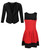 Girls Bow Dress Bundle with Open Front Jacket in Red-Black