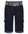 Kids Belted Cotton Chino Shorts Black Navy Beige