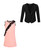 Girls Lace Frill Detail Dress Bundle with Open Front Blazer in Peach-Black, Mustard-White or Navy-White