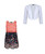Girls Floral Dress Lace Top Bundle with Lace Sleeve Bolero in Coral-Red, Coral-White, Peach-Navy or Peach-Red
