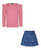 Girls Stripe Top Skirt Set Denim Look in Various Colours