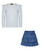 Girls Stripe Top Skirt Set Denim Look in Various Colours