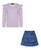 Girls Stripe Top Skirt Set Denim Look in Various Colours