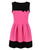 Girls Bow Skater Dress in Cerise, Peach & White-Black