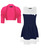 Girls Bow Dress and Cropped Shrug Bundle in Navy-White and Cerise
