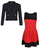 Girls Bow Dress and Jacket Bundle in Red and Black