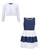 Girls Dress Bundle with Lace Front Bolero in Blue and White