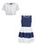 Girls Dress Bundle with Cropped Bolero in Blue and White