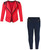 Girls Blazer Bundle with Style 1 Leggings in Bright Red and Navy