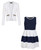 Girls Dress with Zip Pockets Jacket Bundle in Navy and White