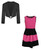 Girls Dress Bundle with Lace Sleeve Bolero in Cerise and Black