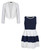 Girls Dress Bundle with Lace Sleeve Bolero in Navy and White