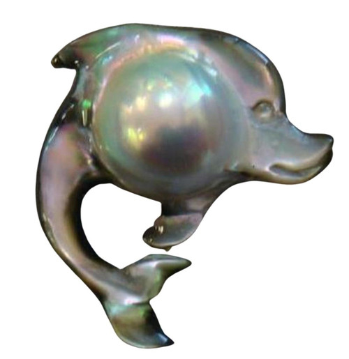 Black Mabe Pearl Carvings-Dolphin 1