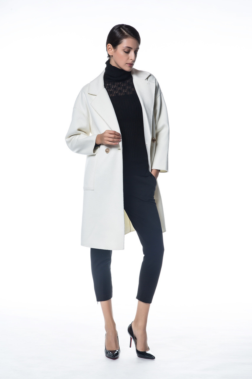 Oversized Double Face White Wool-Cashmere Coat