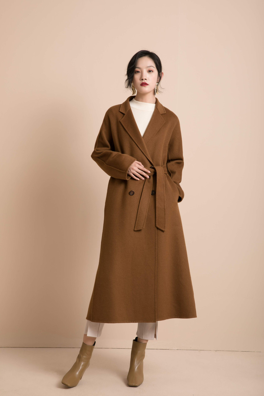 Camel / Orange Red Reversible Wool & Cashmere Coat - Lana Ricca