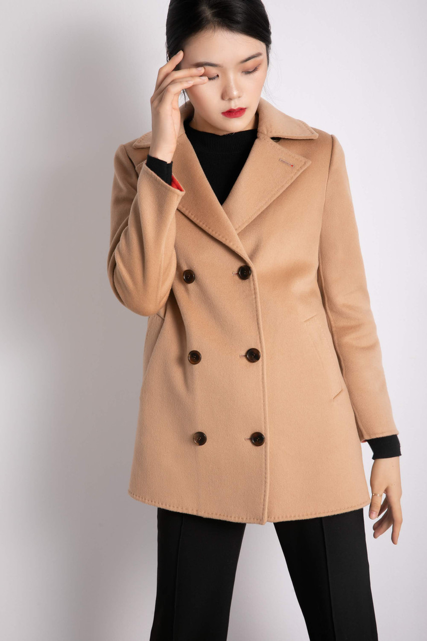 Camel / Orange Red Reversible Wool & Cashmere Coat - Lana Ricca