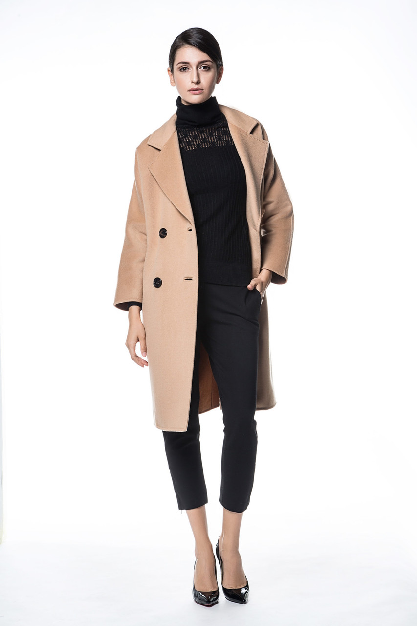 Double Breasted Wool & Cashmere Camel Coat