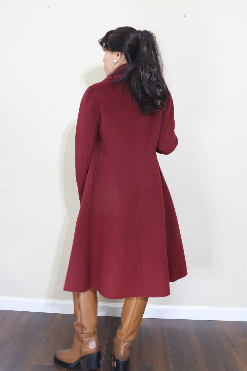 Burgundy longline store coat