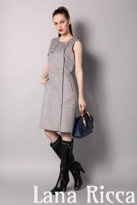 Double Face Ash Grey Wool-Cashmere Vest Dress