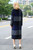 Double Face Navy Checkered Coat with High Low Collar