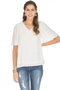 V neck Flutter Sleeve Top V neck Flutter Sleeve Top