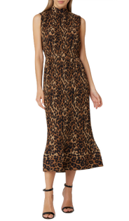 Melina Leopard Print Pleated Dress Melina Leopard Print Pleated Dress