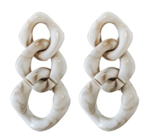 Cream Lucite Chain Drop Earrings Cream Lucite Chain Drop Earrings