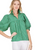 High Neck Puff Sleeve Top in Green 