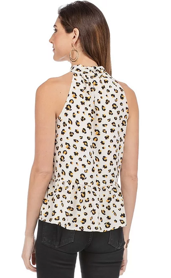 Cheetah Print Halter with Ruffle Hem 