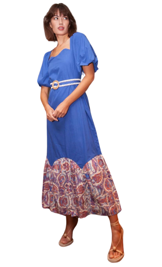 Maggie Dress in Cobalt and Orange 