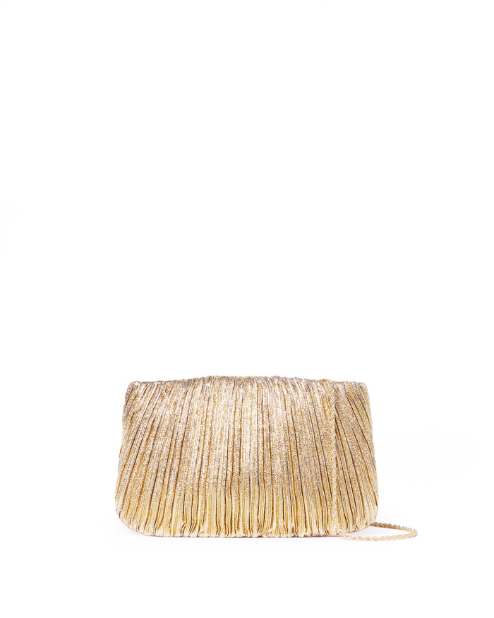 Brit Pleated Flat Clutch - Gold