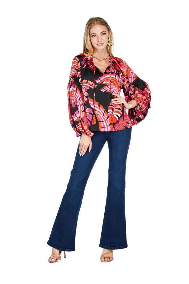 Trimmed Peasant Top - Feather Art