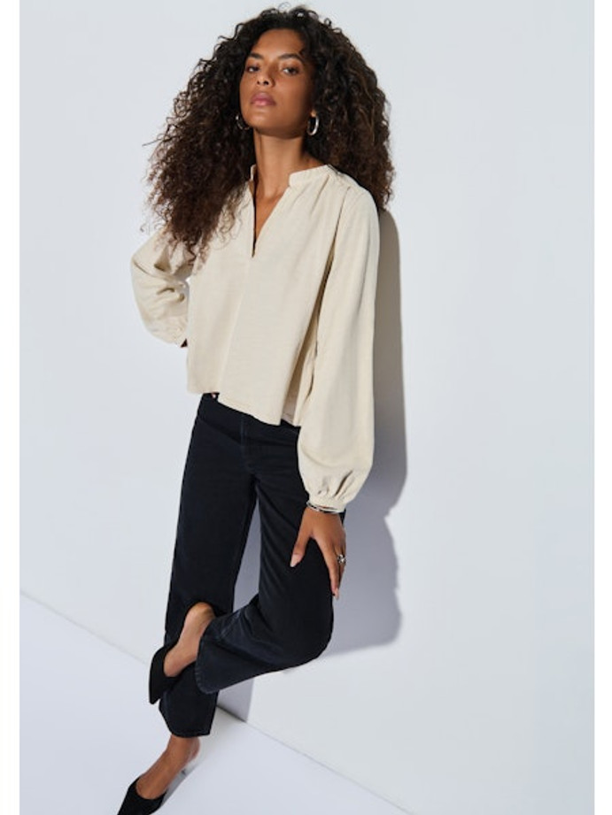 Maya V-Neck Top - Parchment