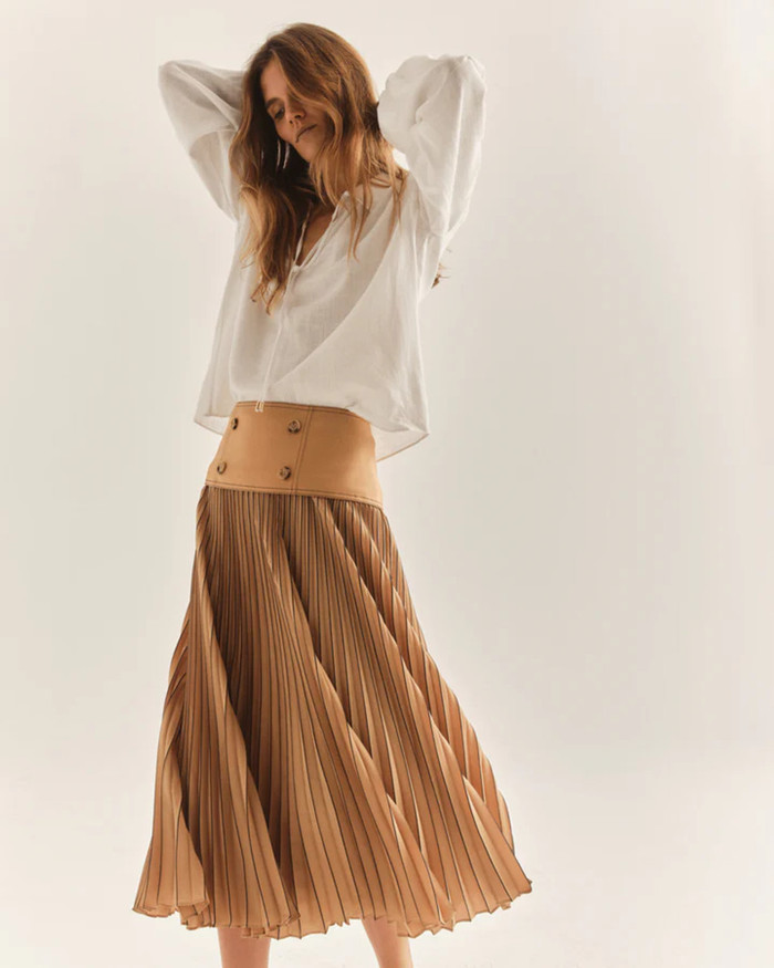 Estelle Skirt - Camel Stripe
