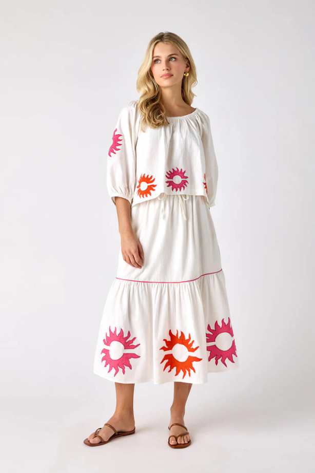 Jessie Skirt - Coconut w/Applique