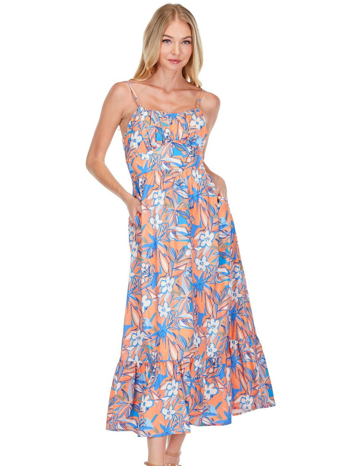 Ruched Tiered Sundress Maxi - Oleander