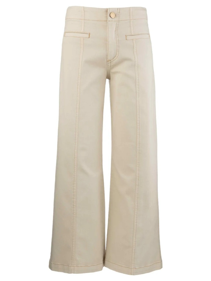 Meg High Rise Wide Leg With Welt Pockets - Canvas