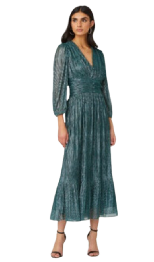 Clara Dress in Teal Metallic 