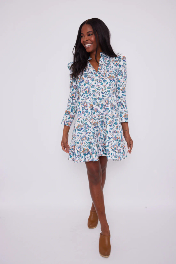 TS Long Sleeve Tunic Flare Dress - French Floral