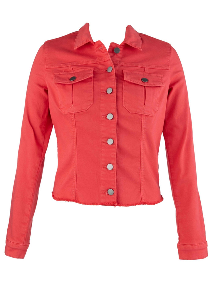 Julia Crop Jacket with Drop Shoulder Regular Waistband - Red