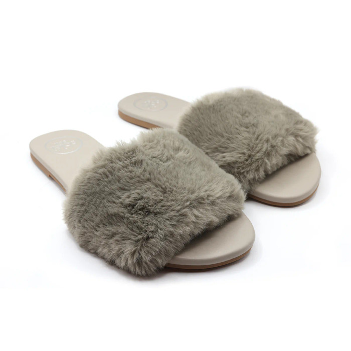 Ziela Fur Strap Slide - Mink