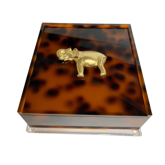 Elephant Cocktail Napkin Box - Tortoise