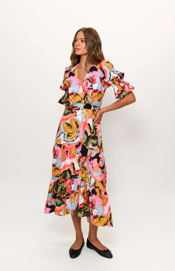 Marisol Dress - Multi Lush Rose Garden