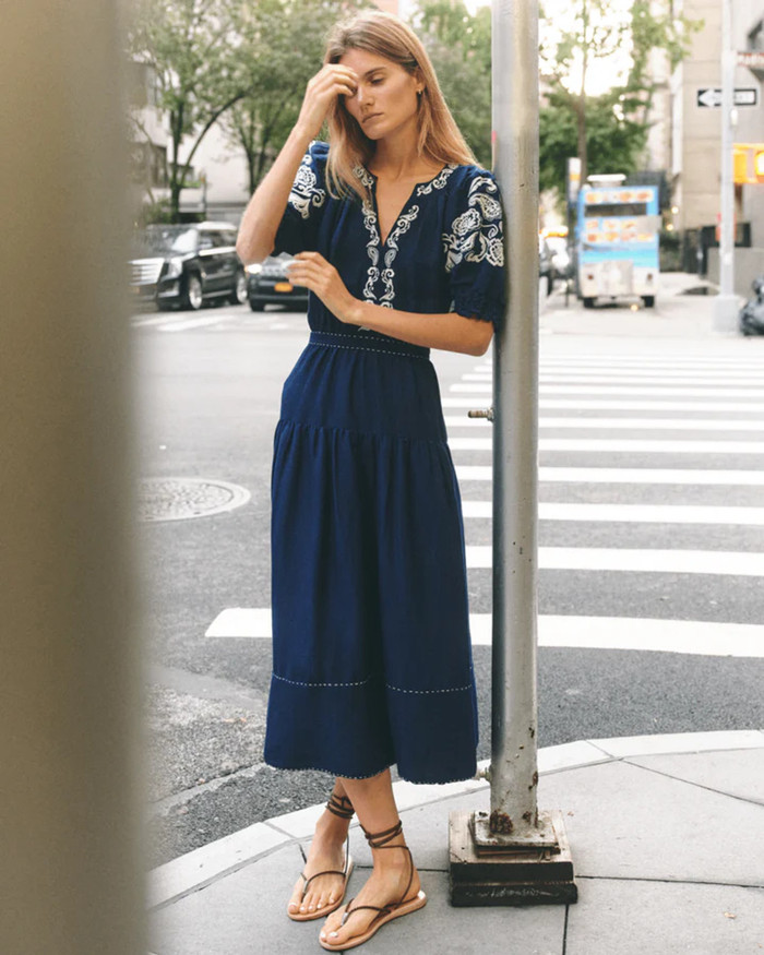 Lisette Midi Dress - Navy