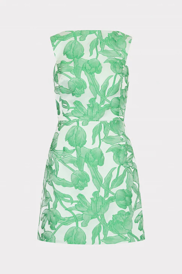 Leilani Tulip Jacquard Mini Dress - Green Multi