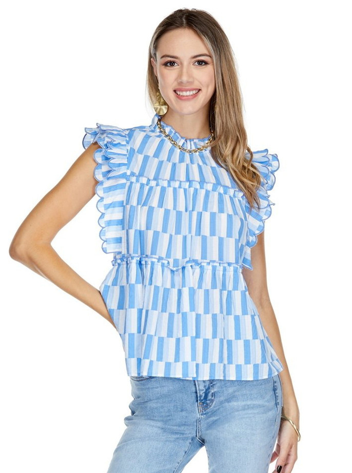 Scallop Tiered Top - Blue Medley