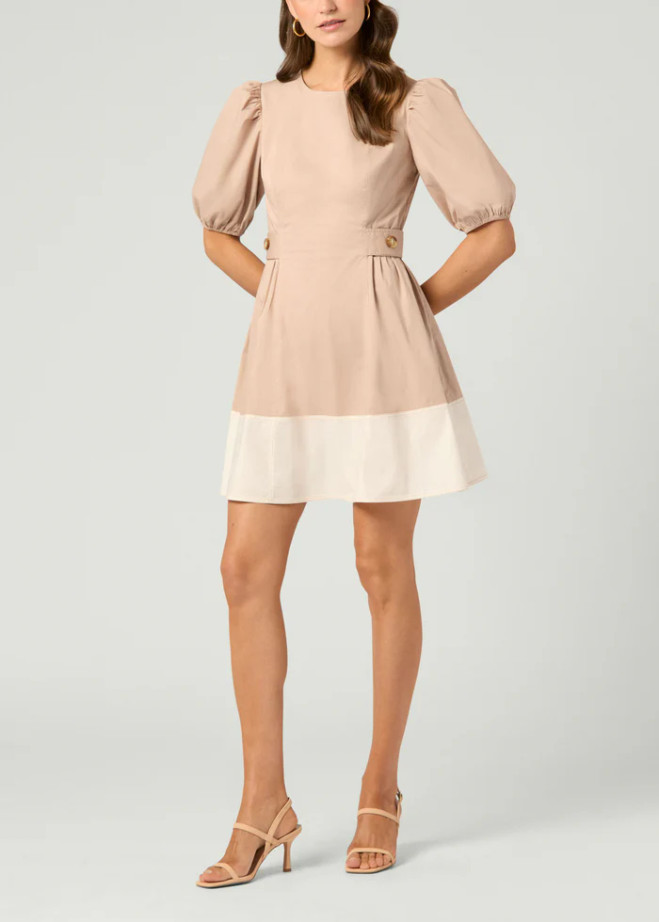 Royce Dress - Light Taupe/Ivory
