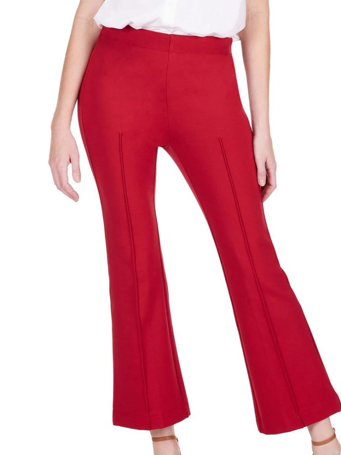 Front Seaming Ponte Bell Leg Ankle Pant - Wine Front Seaming Ponte Bell Leg Ankle Pant - Wine