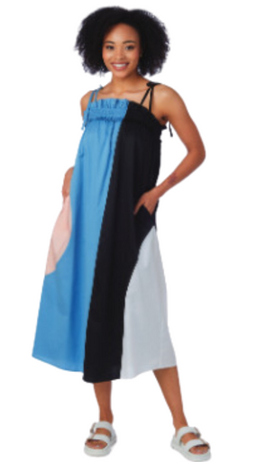 Pippa Dress in Cyclades Colorblock - Monkee's of Mountain Brook