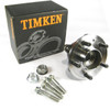 Timken Front Wheel Bearing and Hub Kit with New Fixing Bolts, compatible with Discovery 3, Discovery 4, and Range Rover Sport L320, shown with a black box, wheel hub assembly, and mounting hardware.